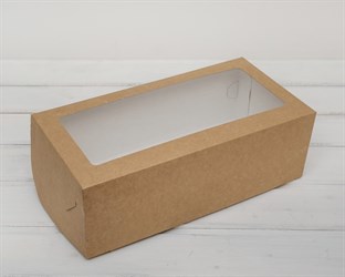 Коробка для выпечки и пирожных, 33х16х11 см, с прозрачным окошком, крафт У0102014