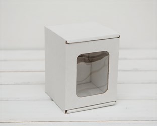 Коробка с окошком, 10х10х12 см, из плотного картона, белая У0102052