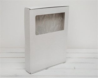 Коробка плоская с окошком, 39,5х30х5 см, белая
