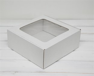 Коробка с окошком, 25х25х10 см, из плотного картона, белая У0102068