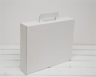 Коробка чемоданчик с ручкой, 33х28х7 см, белая У0104106