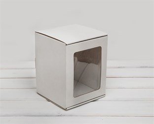 Коробка с окошком, 14х14х17 см, из плотного картона, белая