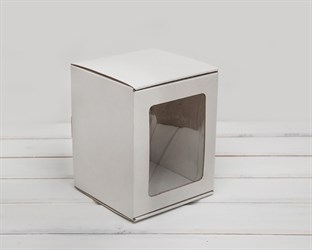 Коробка с окошком, 14х14х17 см, из плотного картона, белая У0102075