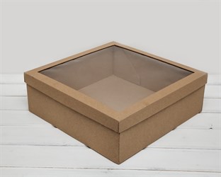 Коробка для венка с прозрачным окошком, 35х35х12 см, крафт