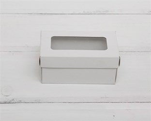 Коробка маленькая с окошком, 7,5х4х3,5 см, крышка-дно, белая
