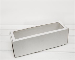 Коробка для трех ёлочных шаров с окошком, 36х12х12 см, из плотного картона, белая У0115016