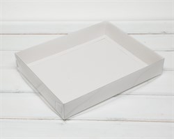 Коробка с прозрачной крышкой Классика, 28х22х4,5 см, белая