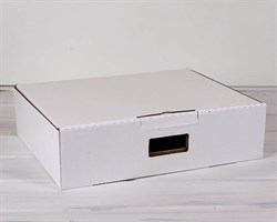 Коробка картонная с ручкой (эконом) 45х35х12 см, белая