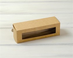 Коробка для макаронс на 6 шт, 18,5х6х6 см, с прозрачным окошком, крафт