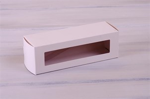 Коробка для макаронс на 6 шт, 18,5х6х6 см, с прозрачным окошком, белая