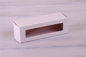 Коробка для макаронс на 6 шт, 18,5х6х6 см, с прозрачным окошком, белая У0102004
