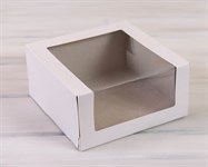 Коробка для торта от 1 до 3 кг,  22,5х22,5х10,5 см, с верхним и боковым окошком, d= 15-25 см, белый