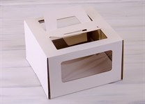 Коробка для торта от 1 до 3 кг, 30х30х19 см,  с ручками и прозрачным окошком, белая У0106003