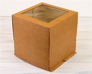 Коробка для торта от 1 до 5 кг, 30х30х30 см, с прозрачным окошком, d= 15-29 см, крафт