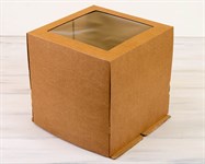 Коробка для торта от 1 до 5 кг, 30х30х30 см, с прозрачным окошком, d= 15-29 см, крафт У0106008