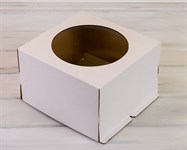 Коробка для торта усиленная от 1 до 3 кг, 30х30х19 см, с  прозрачным окошком, белая