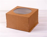 Коробка для торта усиленная от 1 до 3 кг, 30х30х19 см, с  прозрачным окошком, крафт У0106017