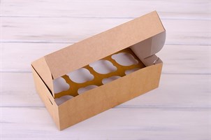 Коробка для капкейков/маффинов на 8 шт, 33х16х11 см, крафт