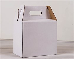 Коробка сундучок с ручками, 24х14х21,5 см, белая