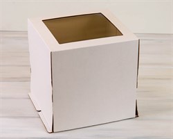 Коробка для торта от 1 до 5 кг, 30х30х30 см, с прозрачным окошком, белая