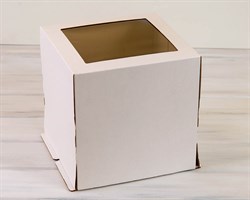 Коробка для торта от 1 до 5 кг, 30х30х30 см, с прозрачным окошком, белая У0106011