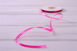 Лента атласная, 6 мм, насыщенно-розовая, 27 м У0520021-Б