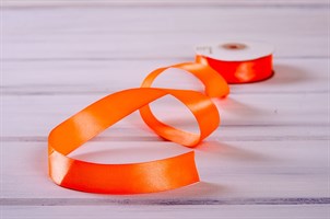 Лента атласная, 24 мм, оранжевая, 27 м У0510018-Б