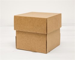 Коробка из плотного картона, 14х14х14 см, крышка-дно, крафт