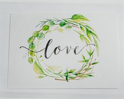 Открытка «Love», листья, 8х6 см, 1 шт.