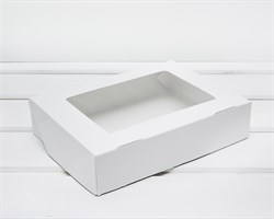 Коробка для выпечки и пирожных, 20х15х4,5 см, с прозрачным окошком, белая У0102091
