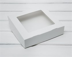 Коробка для выпечки и пирожных, 19,5х19,5х4,8 см, с прозрачным окошком, белая