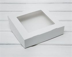 Коробка для выпечки и пирожных, 19,5х19,5х4,8 см, с прозрачным окошком, белая У0102092