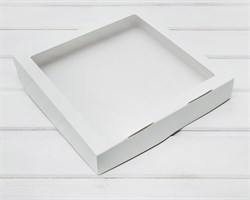 Коробка для выпечки и пирожных, 25,3х25,3х4,3 см, с прозрачным окошком, белая