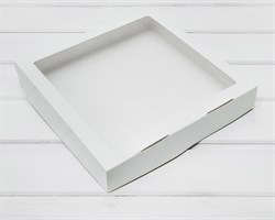 Коробка для выпечки и пирожных, 25,3х25,3х4,3 см, с прозрачным окошком, белая У0102093