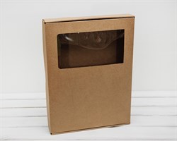 УЦЕНКА Коробка плоская с окошком, 39,5х30х5 см, крафт У0102043-УЦ