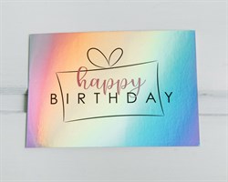 Открытка с голографией «Happy birthday», подарок, 7,5х10 см, 1 шт. У1206040
