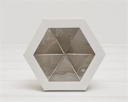 Коробка шестигранная с окошком, 22х19х5,5 см, крышка-дно, белая
