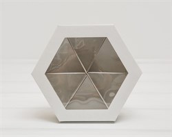 Коробка шестигранная с окошком, 22х19х5,5 см, крышка-дно, белая У0102097