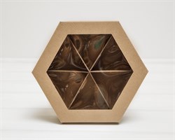 Коробка шестигранная с окошком, 22х19х5,5 см, крышка-дно, крафт