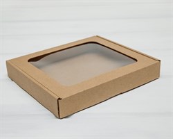 Коробка плоская с окошком, 22,5х19,5х3,5 см, крафт У0115029