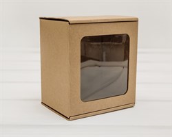 Коробка с окошком, 15х14х10 см, из плотного картона, крафт