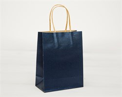 Пакет подарочный, 19х15х7,5 см, с кручеными ручками, синий