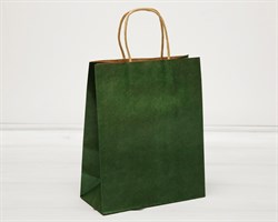 Пакет подарочный, 26х21х10 см, с кручеными ручками, зеленый